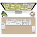 Bloss Beige Desk Mat 23.6" x 13.8", Desk Matt for Desktop, Large Leather Mouse Pad Waterproof, Computer Mat for Office Work/Home/Decor/Protector