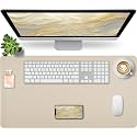 Bloss Beige Desk Mat with Stitched Edges,27.6" x 13.8" Keyboard Pad
