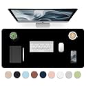 Bloss Black Leather Desk Pad, Large Mouse Pad 35.4×17 Inches, Waterproof Office Desk Mat, Non-Slip Desk Pad Protector, Leather Desk Blotter for Home Office Essentials