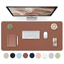 Bloss Brown Leather Desk Pad Protector, Office Desk Mat, Large Mouse Pad, Non-Slip PU Leather Desk Blotter, Laptop Desk Pad, Waterproof Desk Writing Pad for Office and Home (,35.4" x 17")
