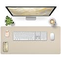 Bloss Desk Mat with Stitched Edges, 35.4"×15.7" Keyboard Pad Skin Pink, Non-Slip Desk Protector Mat, Leather Desk Blotter, Waterproof Desk Pad for Office Home Decor