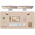 Bloss Extra Large Desk Mat 55" x 24", Non-Slip Dressing Table Cover Protector, Waterproof Student Study Desk Mat, PU Leather Computer Writing Desk Pad for Home Office and Decor - Beige
