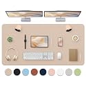 Bloss Extra Large Leather Desk Mat 47.2" x 24" Non-Slip Dressing Table Cover Protector, Waterproof Student Study Desk Mat, PU Leather Computer Writing Desk Pad for Home Office and Decor - Beige
