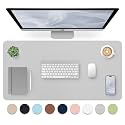Bloss Large Desk Pad, Grey Desk Mat, Desk Pads on Top of Desks, Computer Mat Non-Slip, Desk Blotter Waterproof, Easy to Clean - Light Grey (31.5 x 15.7 Inches)