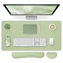 Bloss Leather Desk Mat and Keyboard Wrist Rest, Large Mouse Pad + Keyboard Pad+Mouse Wrist Support, Non-Slip Desk Mat Protector for Office, Home(35.4×15.7 Inches, Green)