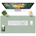 Bloss Leather Desk Mat, Large Mouse Pad, Non-Slip Desk Protector Mat, Leather Desk Blotter, Waterproof Desk Pad for Office Home Decor/Grey Green(31.5×15.7 Inches)