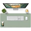 Bloss Leather Desk Mat, Large Mouse Pad, Non-Slip Desk Protector Mat, Leather Desk Blotter, Waterproof Desk Pad for Office Home Decor/Grey Green(35.4×15.7 Inches)