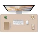 Bloss Leather Desk Pad, Mouse Pad, Non-Slip Desk Protector Mat, Leather Desk Blotter, Computer Desk Pad, Waterproof Desk Mat for Home Office and Decor - Beige (35.4×17Inches)