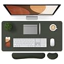 Bloss Leather Desk Pad Protector, Large Mouse Pad, Office Desk Mat, Non-Slip PU Leather Desk Blotter, Laptop Desk Pad, Waterproof Desk Writing Pad for Office and Home (Jungle Green, 31.5" x 15.7")