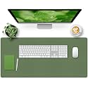 Bloss Olive Green Desk Mat 35.4" x 15.7", Desk Matt for Desktop, Large Leather Desk Pad, Waterproof Desk Pad Mat, Office Supplies for Women