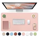 Bloss Pink Desk Mat, Waterproof Non-Slip Leather Desk Pad, Large Mouse Pad, Desk Writing Pad, Desk Mat for Keyboard and Mouse Desk Organizers and Accessories (31.5×15.7 Inches)