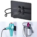 Blow Dryer Holder Wall Mounted, Hair Dryer Holder Stand for Most Hair Dryers Organizer and Storage, Self Adhesive Hairdryer Hanger Rack for Bathroom and Cabinet, Black