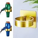 Blow Dryer Holder Wall Mounted, hairdryer holder for bathroom, Blow Dryer Organizer, hair tool organizer wall mount, Adhesive Hair Dryer Storage for Bathroom Barber Shop (Gold)