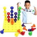 Blu Jay Foam Peg Board Toy - 36 Pegs, Foam Board, Lacing String, Storage Bag - Occupational Therapy Toys - Fine Motor Skills Toys for Toddlers and Kids (Yellow)