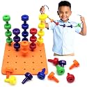 Blu Jay Foam Peg Board Toy - 36 Pegs, Foam Board, Lacing String, Storage Bag - Occupational Therapy Toys - Fine Motor Skills Toys for Toddlers and Kids (Orange)