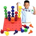 Blu Jay Foam Peg Board Toy - 36 Pegs, Foam Board, Lacing String, Storage Bag - Occupational Therapy Toys - Fine Motor Skills Toys for Toddlers and Kids (Coral Red)
