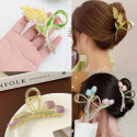Blubby Elegant Floral Metal Hair Claw Clip 2pcs Combo for Women & Girls Hair Claw (Multicolor)