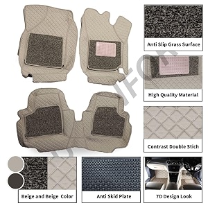 premium 7d car mat full set for honda city model 2014-2019  luxury leather double car floor mat complete set  100 waterproof and washable  color  beige-beige