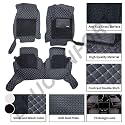 Premium 7D car mat Full Set for Tata Nexon (Model: 2017-2025) | Luxury Leather Double Car Floor Mat Complete Set | 100% Waterproof and Washable | Color : Silver-Black