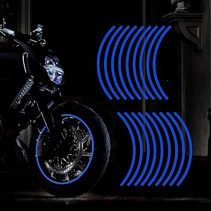 blue 18pcs - 1634-1934 reflective wheel rim stripe decal for motorcycle wheels car cycling bike bicycle night reflective safety decoration stripe sticker compatible with q-3