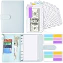 Blue A6 Binder & 12 Clear Envelopes, Cash Envelope Binder for Budgeting, Mini Cash Envelope Wallet, Budget Envelopes for Cash System, Practical Organizer for Personal Cash Flow Management