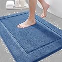 Blue Bathroom Rugs 32"x20", Ultra Soft Plush Fluffy Microfiber Absorbent Bath Mat, Non-Slip Backing, Machine Washable Bath Mats for Bathroom Floor, Tub and Shower, Home Decor