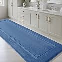 Blue Bathroom Rugs 48"x24", Ultra Soft Plush Fluffy Microfiber Absorbent Bath Mat, Non-Slip Backing, Machine Washable Bath Mats for Bathroom Floor, Tub and Shower, Home Decor