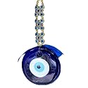 Blue Beads Feng Shui Vastu Blue Big Glass Evil Eye Door Hanging Nazar Suraksha Protection Good Luck Gifting Home/Office (X Large), Turkish Amulet Decoration Home/Office (Silver Om)