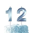Blue Birthday Number 12 Candles for Wedding Party Cake Decorations