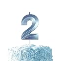 Blue Birthday Number 2 Candles for Wedding Party Cake Decorations
