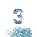 Blue Birthday Number 3 Candles for Wedding Party Cake Decorations
