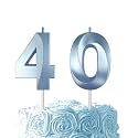 Blue Birthday Number 40 Candles for Wedding Party Cake Decorations