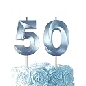 Blue Birthday Number 50 Candles for Wedding Party Cake Decorations