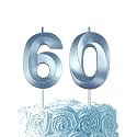 Blue Birthday Number 60 Candles for Wedding Party Cake Decorations