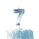 Blue Birthday Number 7 Candles for Wedding Party Cake Decorations