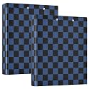 Blue Black Checkerboard Buffalo Plaid A 3 Ring Binder with 2 Interior Pockets
