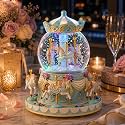 Blue Carousel Snow Globe Music Box with