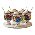 Blue Ceramic Cup | Multipurpose Drinking Tumbler & Ice Cream Cup | Reusable Ceramic Serving Cup for Water Juice Tea Coffee Desserts | Modern Kitchen & Dining Tableware (Set of 4)