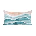 Blue Coastal Satin Pillowcases with Zipper Cal King Size Cooling Summer Sea Waves Silk Pillow Cases for Hair and Skin Soft Ombre Ocean Beach Teal Beige Throw Pillow Covers for Women Men 20x40 Inch