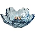 Blue Crystal Flower Jewelry Ring Dish, Clear Trinket Bowl, Cute Nightstand Decor Ring Holder for Women, Home Decor Gifts for Women, Wedding, Birthday, Mother's Day