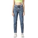 Blue Dark wash 5-Pocket high-Rise Mom Fit