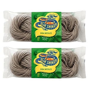 blue dragon soba noodles 200g pack of 2 4 noodle nests  authentic japanese style buckwheat noodles  perfect for stir fries soups amp salads  vegan  imported from thailand