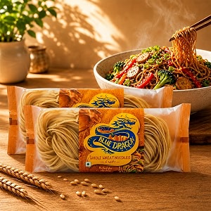 blue dragon whole wheat noodles 300g pack of 2  high fibre asian atta wheat noodles  perfect for chow mein stir fry soups amp salads  6 noodle nests  vegan  imported from thailand