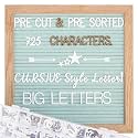 Blue Felt Letter Board - 10x10 Inch, Pre Cut & Sorted 725 Letters, First Day of School Sign, Changeable Message Board for Classroom & Farmhouse Wall Decor