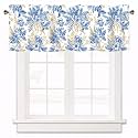 Blue Floral Kitchen Valances for Windows,Short Curtain Kitchen 42x12 Inch