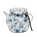 Blue Floral Tea Cozies Cover of Teapots Double-Sided Tea Pot Cover Drawstring Insulation Warmth Holder Washable Holiday Decorative Gifts