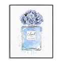 Blue Flowers Perfume Bottle Glam, 24 x 30 Inch Framed Giclée Print