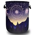 Blue Galaxy Forest Laundry Basket Oxford Cloth Foldable Hamper 18.9x16.5 In