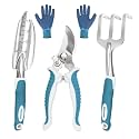 Blue Garden Tools 4-Piece, Aluminum Alloy Gardening Hand Tool Set