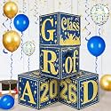 Blue and Gold Graduation Decorations Class of 2026 Graduation Boxes